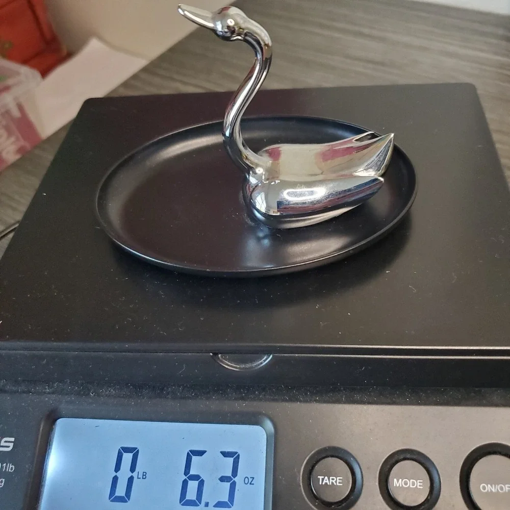 Ring Holder Jewelry Tray Chrome Swan Bird  Black Base w-Rim Umbra Design Group